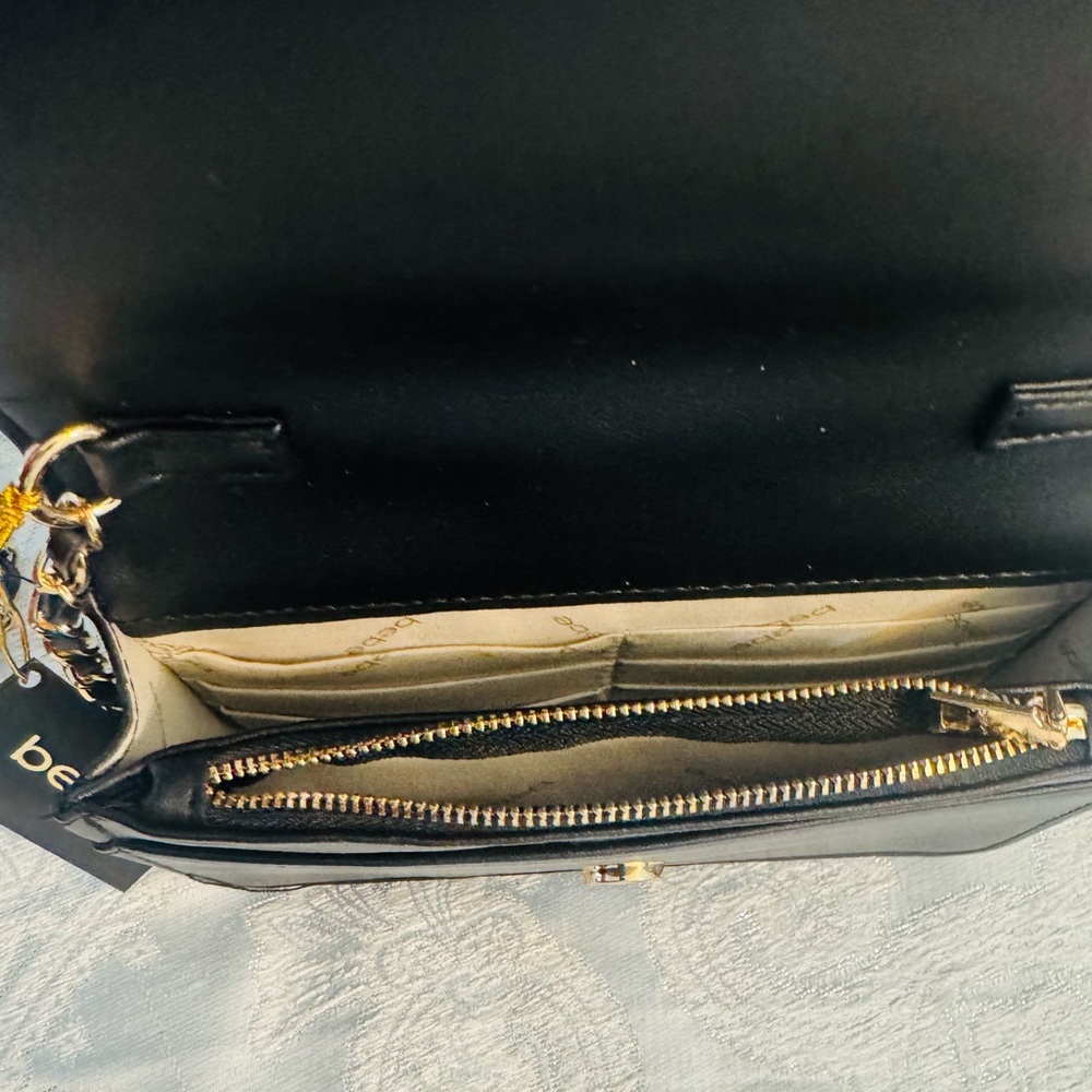 Bebe Black Quilted Wristlet with Gold Accent - Picture 10 of 13